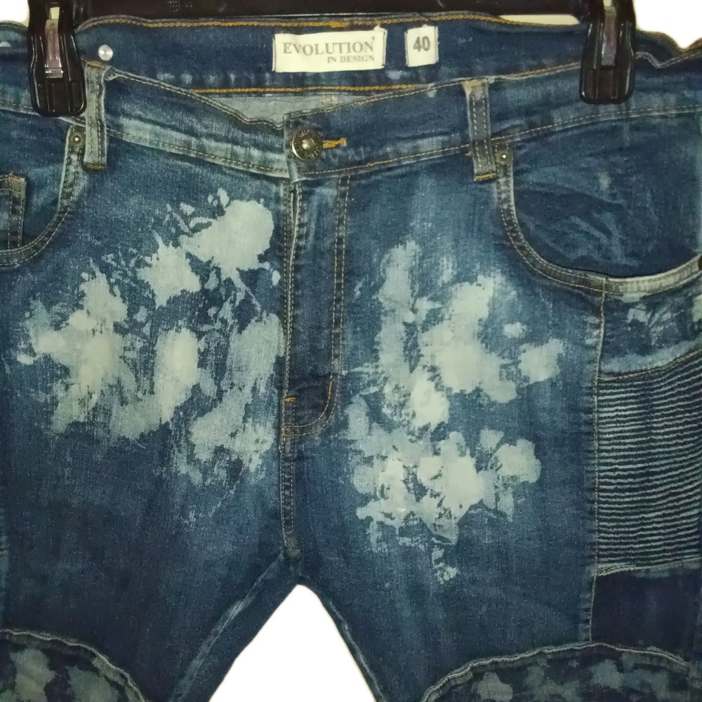 Evolution by Design Men's Jean Shorts Distressed Acid Wash US Size 40